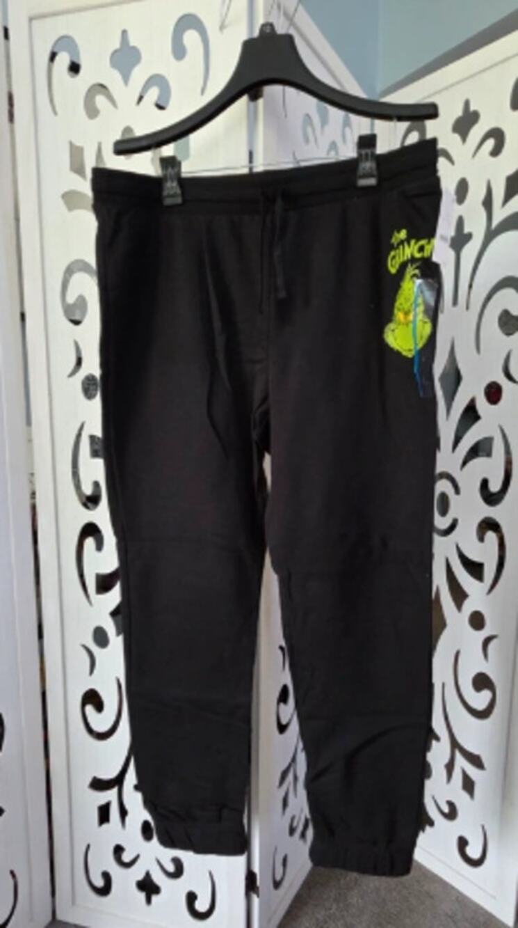 Dr Seuss The Grinch Joggers Large NWT Black Fleece Sweatpants Christmas Pajamas